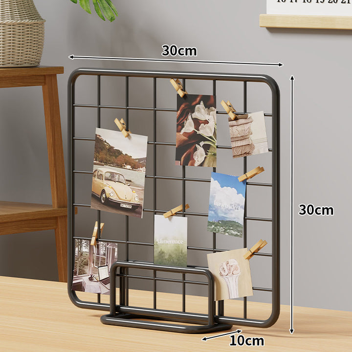 Desktop Wire Photo Grid Display with Stand and Mini Clips