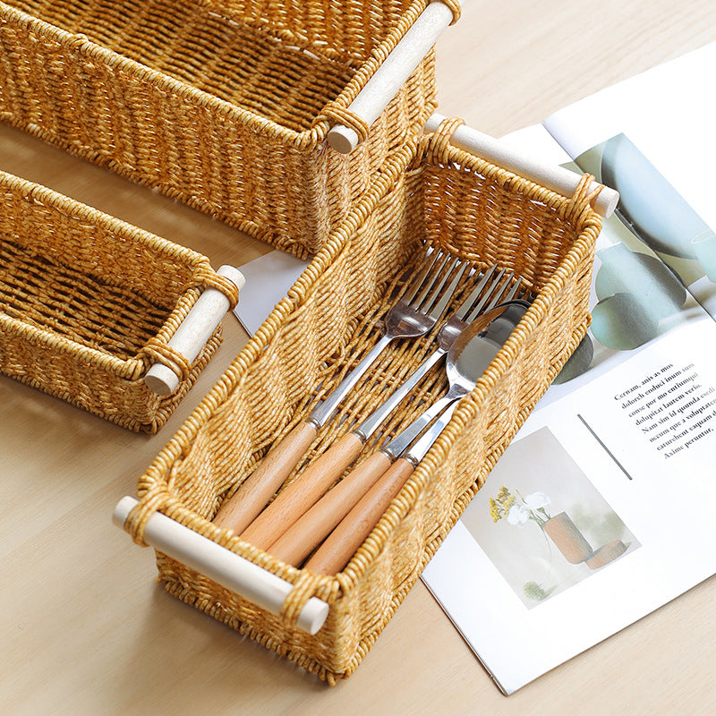 Unisex Rectangular Basket made of woven natural material Stornfield