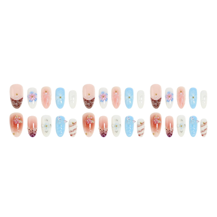 High-quality artificial nail set with artistic flower decoration Stornfield