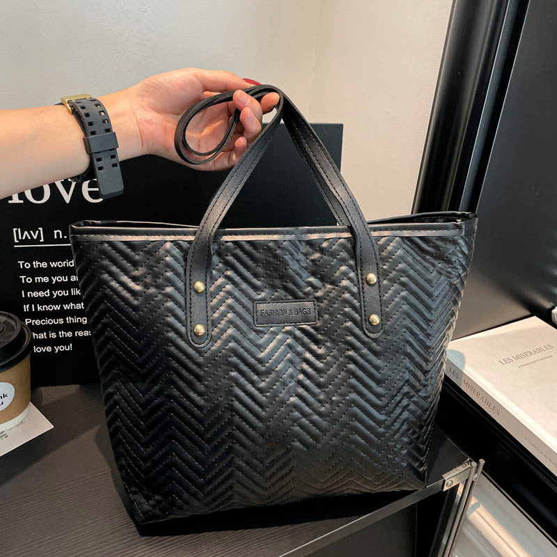 Textured Herringbone Pattern Tote Bag