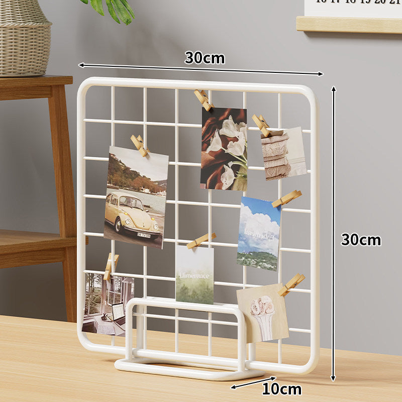 Desktop Wire Photo Grid Display with Stand and Mini Clips