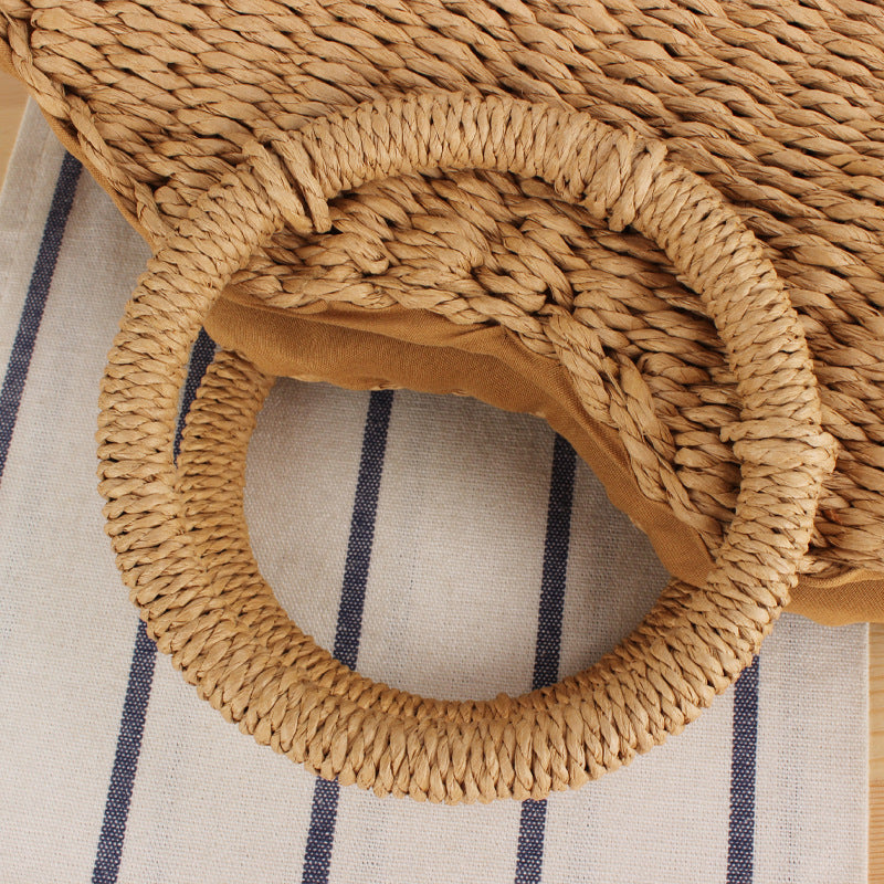 Braided beach bag with round handles Stornfield