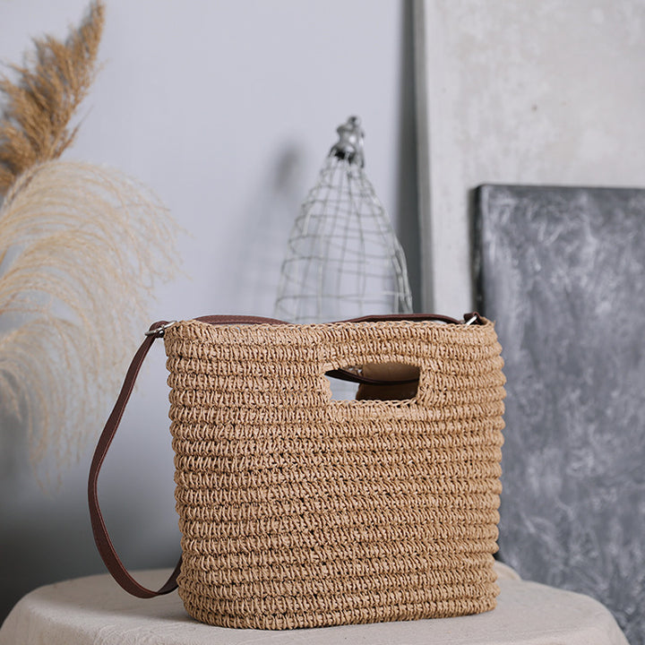 Handbag made of natural cotton with leather handle Stornfield