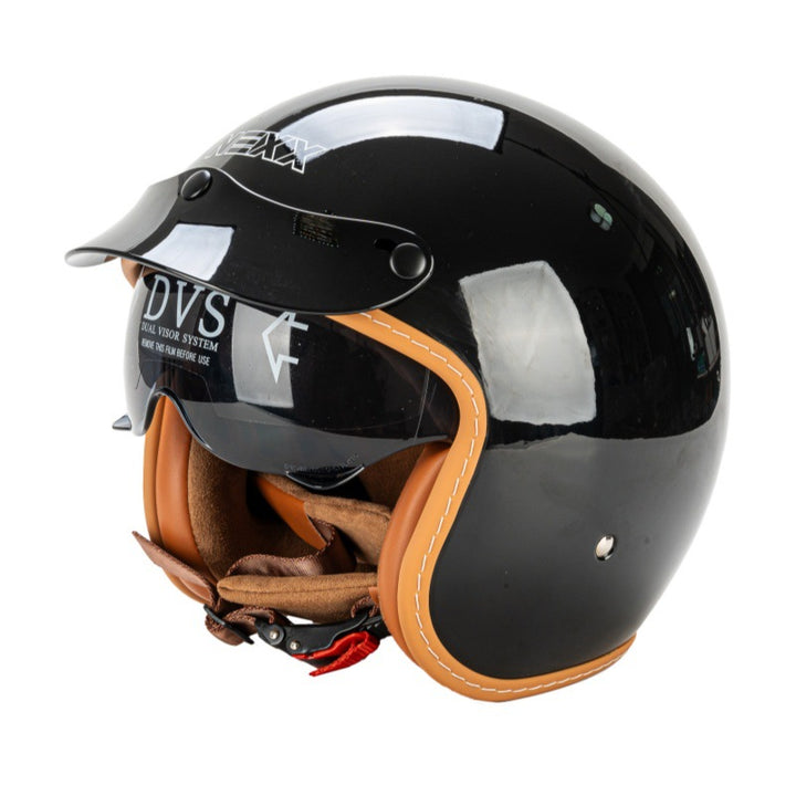 Retro Half-Face Motorcycle Helmet with Visor Stornfield