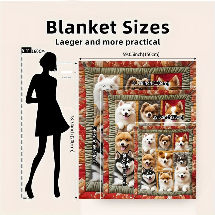 Plush Dog Print Throw Blanket