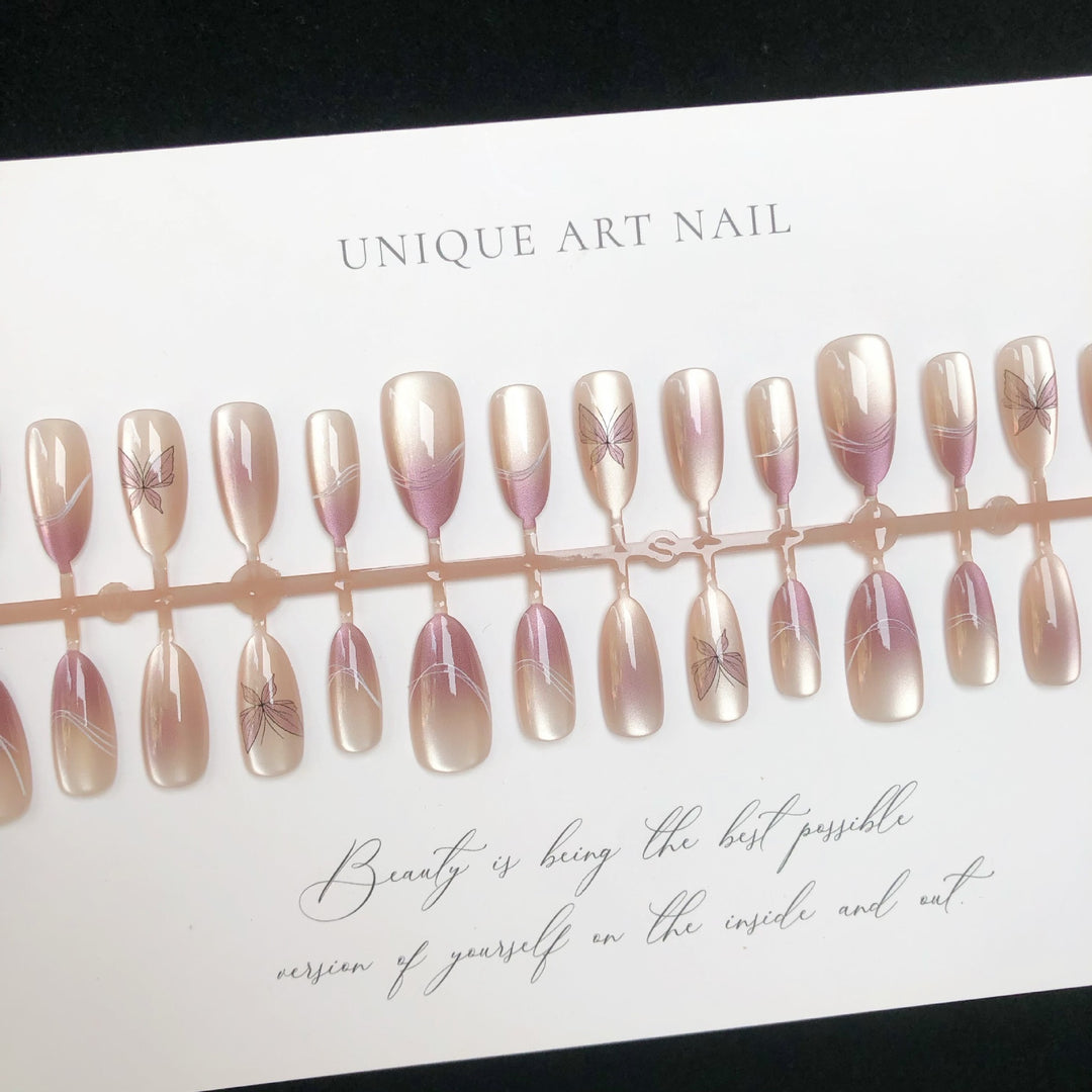 Elegant Butterfly-Designed Press-On Nail Set
