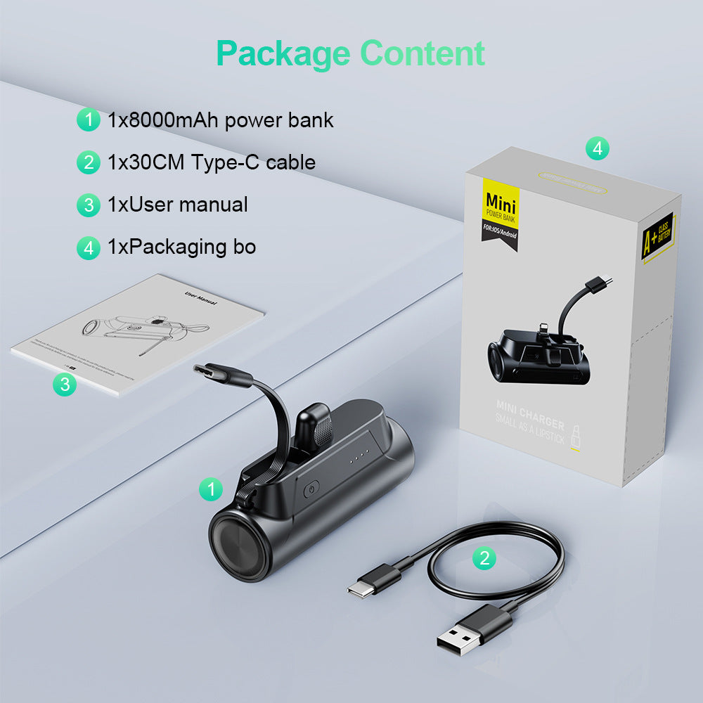 Mini Powerbank with Integrated Charging Cable Stornfield