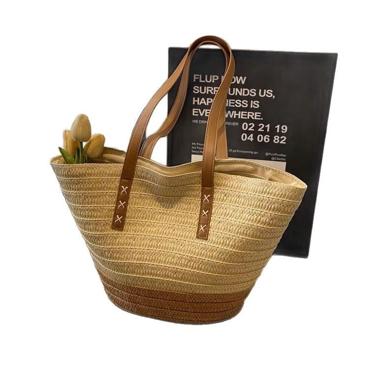 Padded Bast Bag with Decorative Leather Handles Stornfield