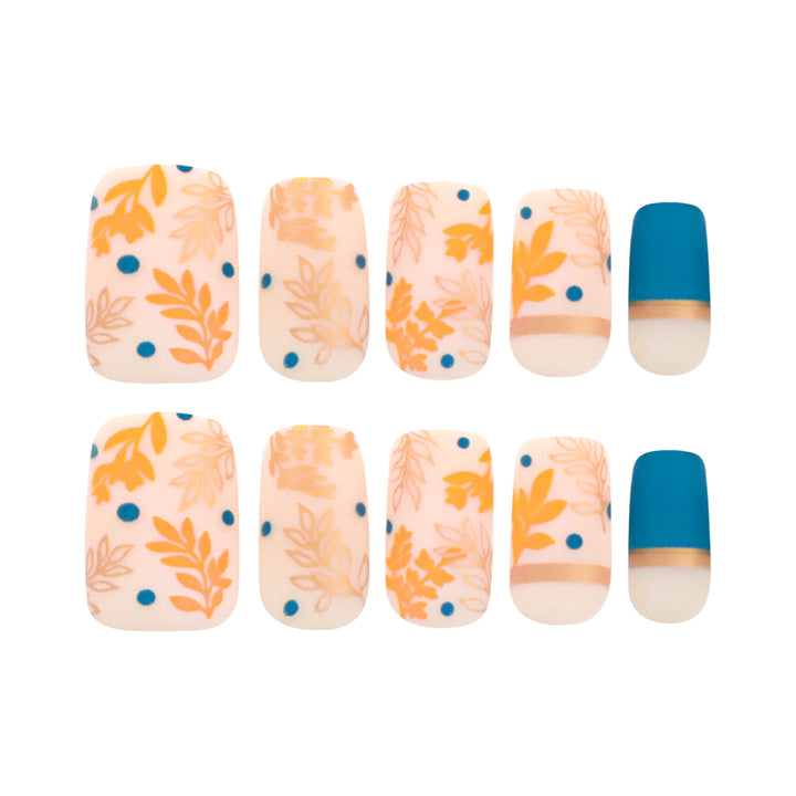 Artistic nail design with floral and golden accent Stornfield