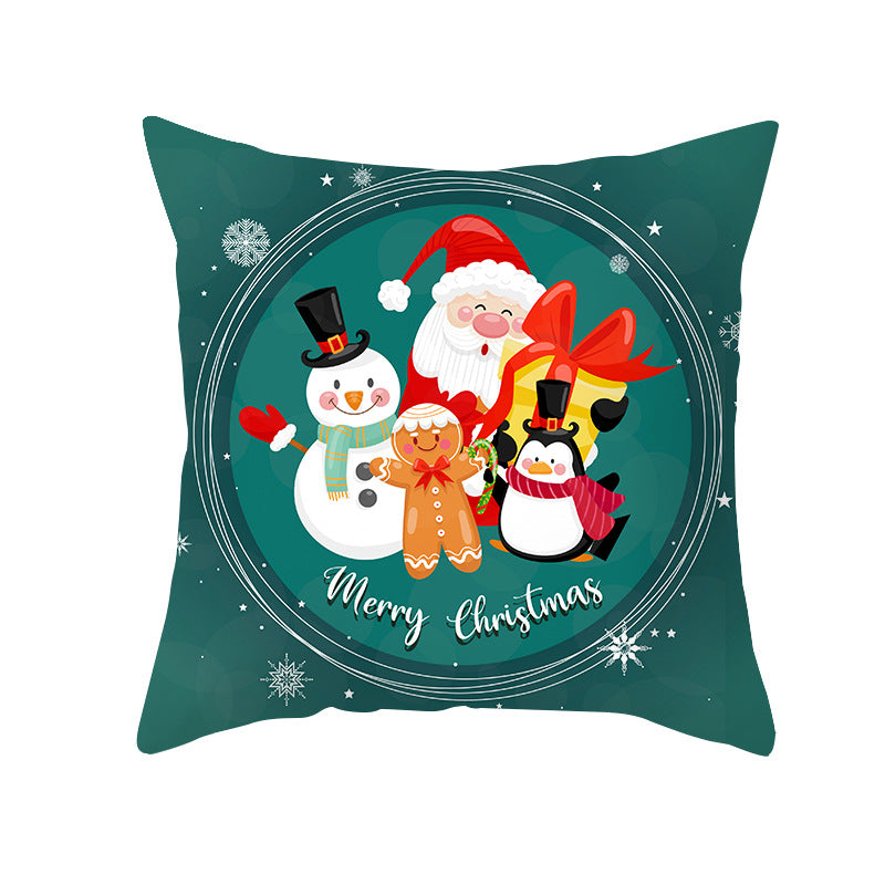 Festive Christmas Decorative Throw Pillow Cover with Holiday Gift and Snowflake Print