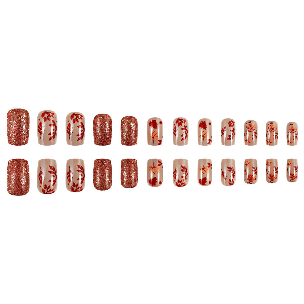 Decorative Autumn-Themed Press-On Nails Stornfield