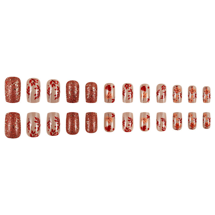 Decorative Autumn-Themed Press-On Nails Stornfield