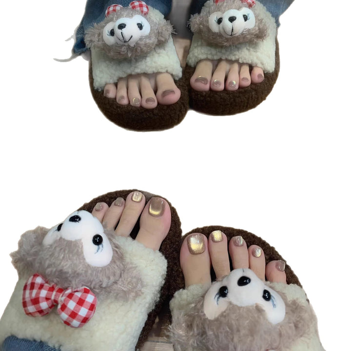 Cute Plush Slippers with Animal Design
