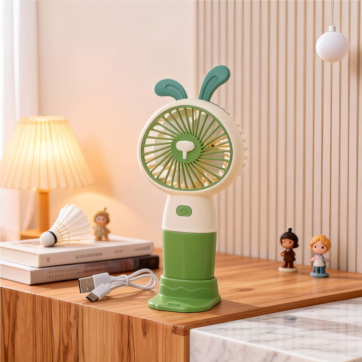Ladies Portable Hand Fan with Cute Rabbit Design Stornfield