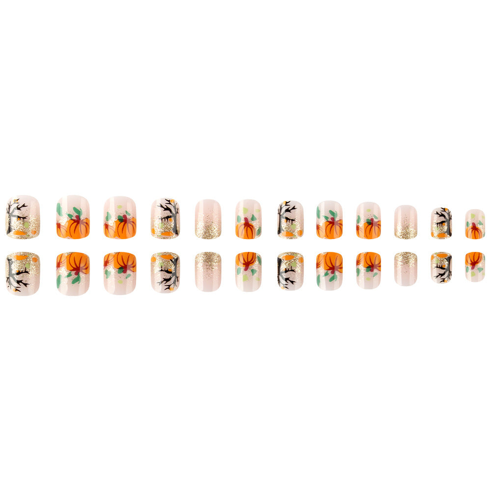 Autumn Pumpkin-Themed Press-On Nails Stornfield