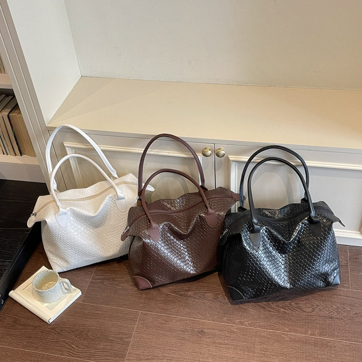 Woven Leather Travel Handbag
