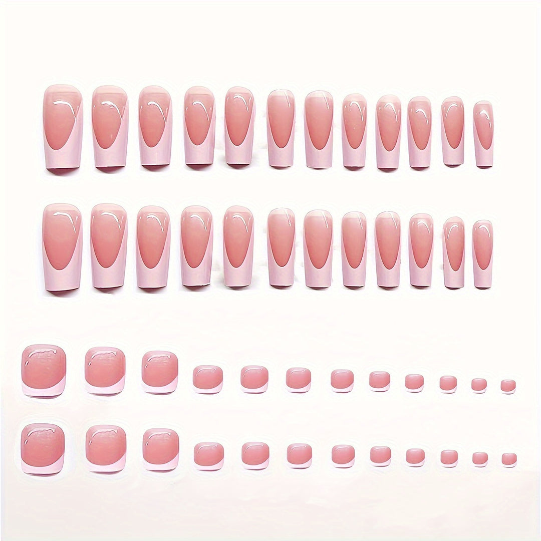 Artistic French Tip Press-On Nail Set with Transparent Design Stornfield