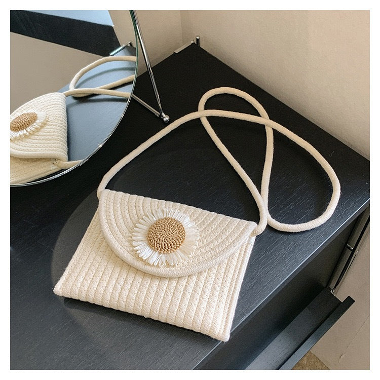 Fashionable shoulder bag with flower appliqué Stornfield