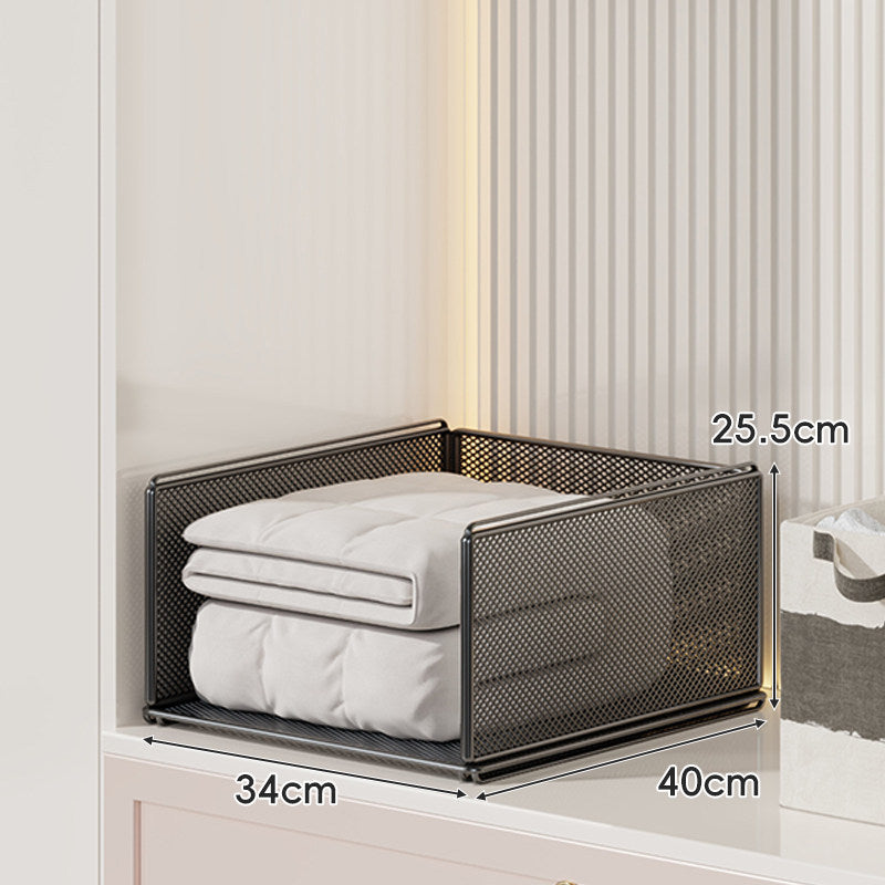 Stackable Metal Mesh Four Tier Closet Storage Drawer Organizer