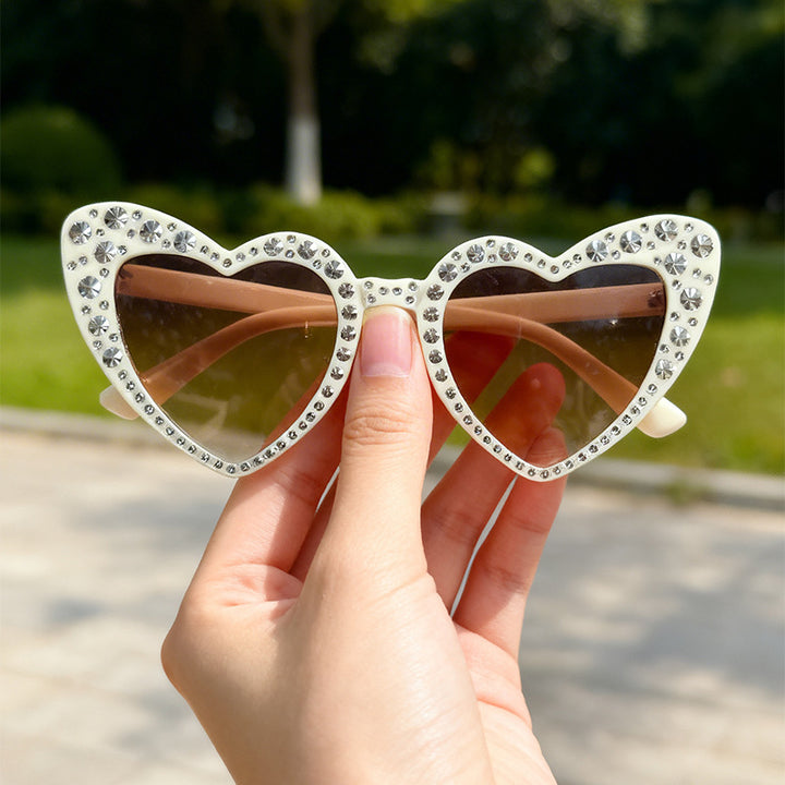 Rhinestone-Accented Heart-Shaped Sunglasses Stornfield