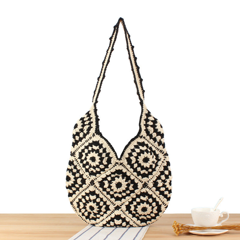 Handmade Macrame Shoulder Bag with Floral Patterns Stornfield