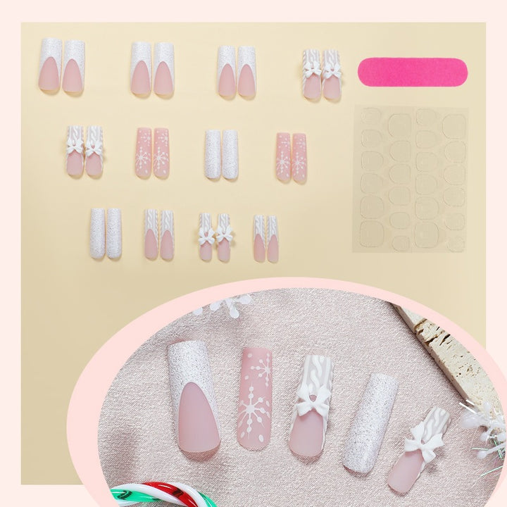 Artificial nail set with elegant flower and glitter decorations Stornfield