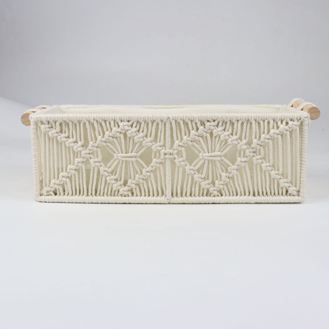 Storage basket with macrame pattern Stornfield
