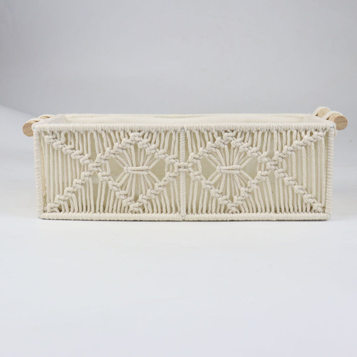 Storage basket with macrame pattern Stornfield