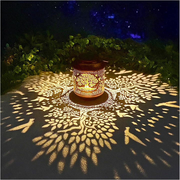 Intricate Metal Shadow Projection Table Lamp With Rechargeable LED Stornfield