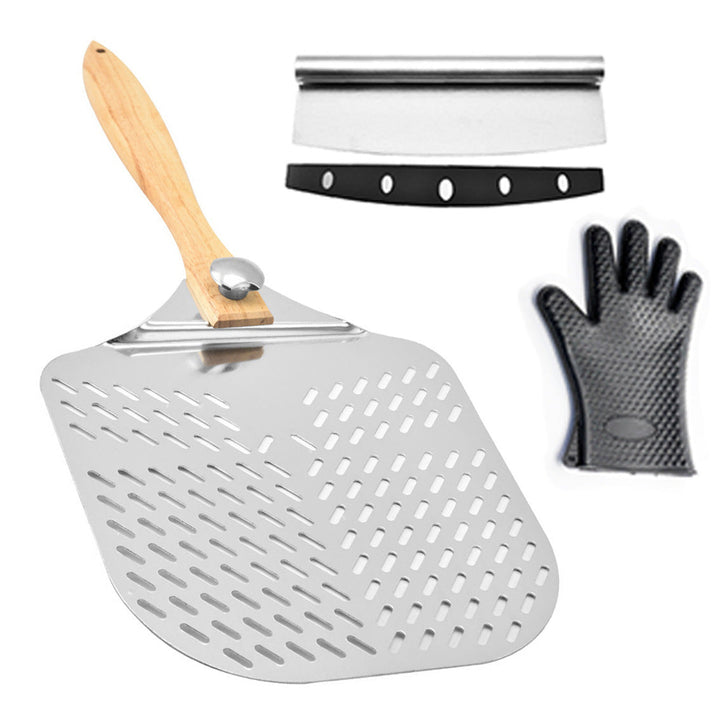 large stainless steel pizza peel with wooden handle Stornfield