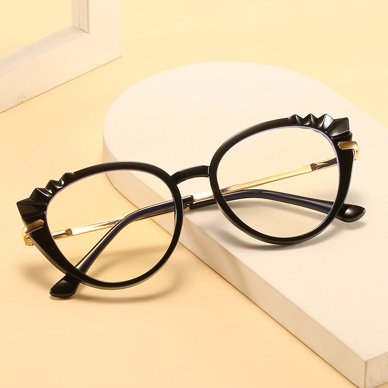 Women's Cat-Eye Prescription Glasses with Glossy Plastic Frame and Gold Accents Stornfield