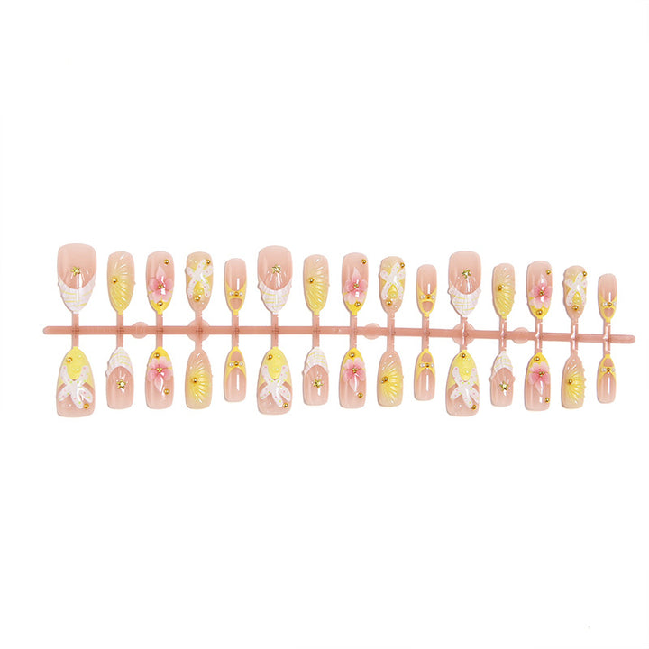 Artificial nails with floral glitter pattern Stornfield