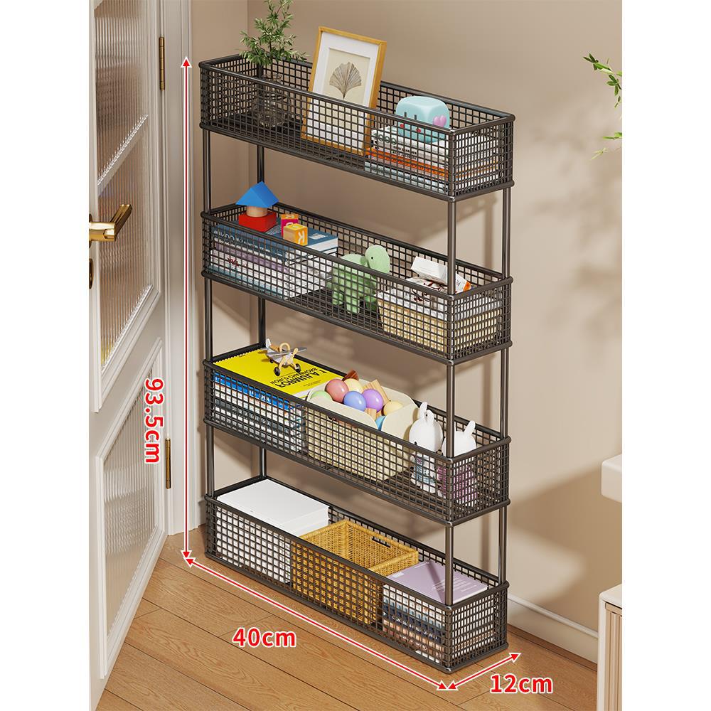 Slim Vertical Mesh Basket Organizer Rack for Narrow Spaces