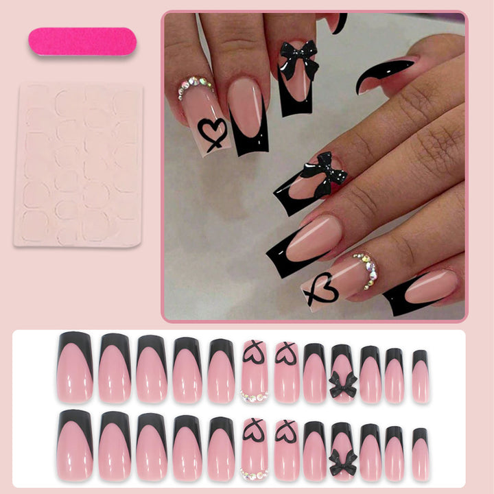 Artificials Nails Set with Elegant Bow and Heart Designs Stornfield