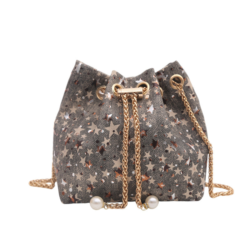 Star-Print Drawstring Handbag