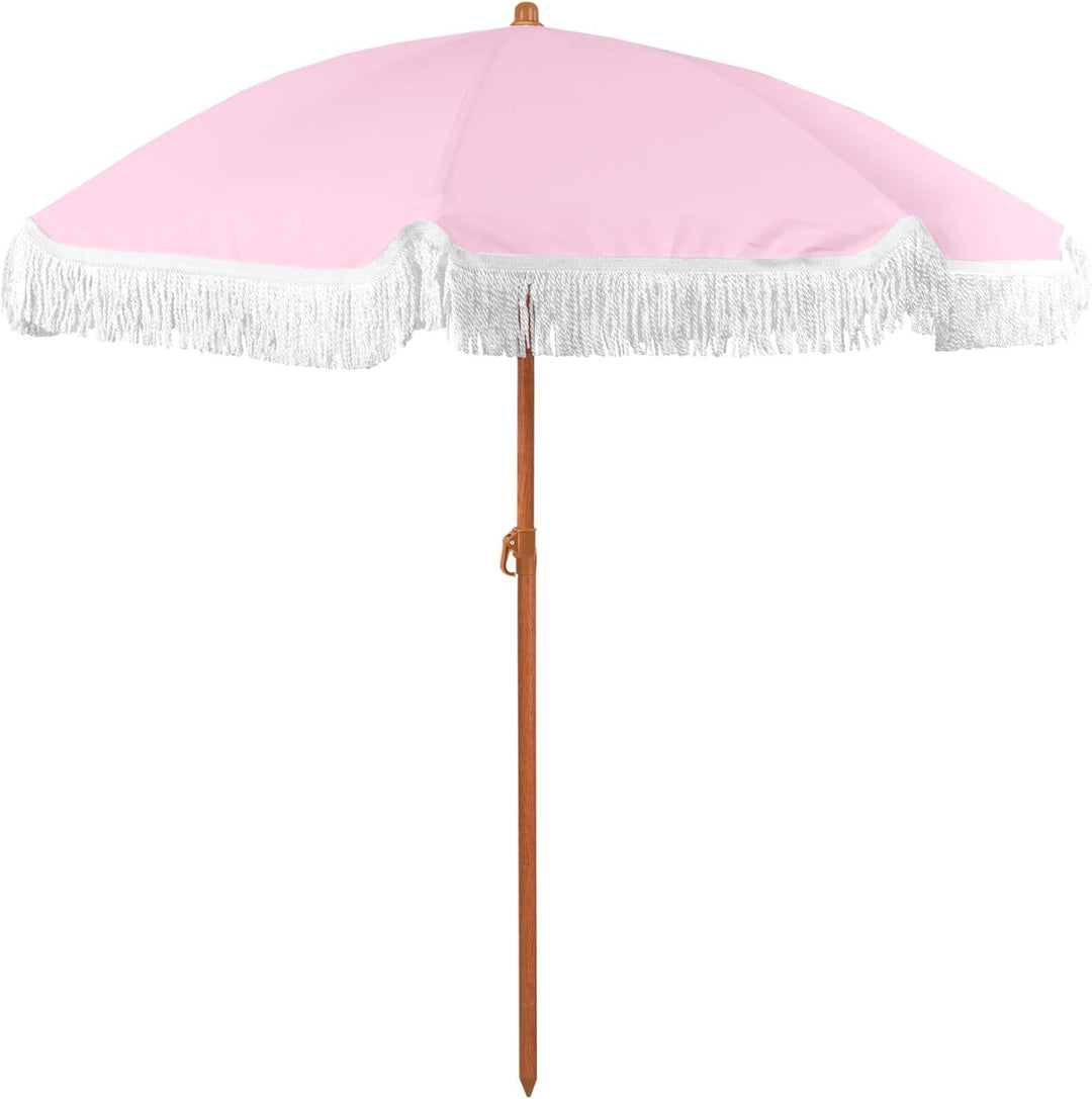 Women's sun umbrella with tassels and striped design Stornfield