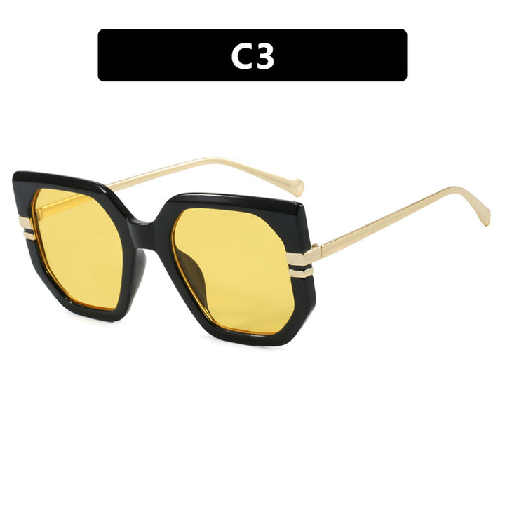 Women's geometric sunglasses with luxurious gold frame and polarized lenses Stornfield