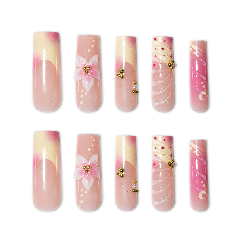 Artistic Floral and Polka Dot Press-On Nail Set Stornfield