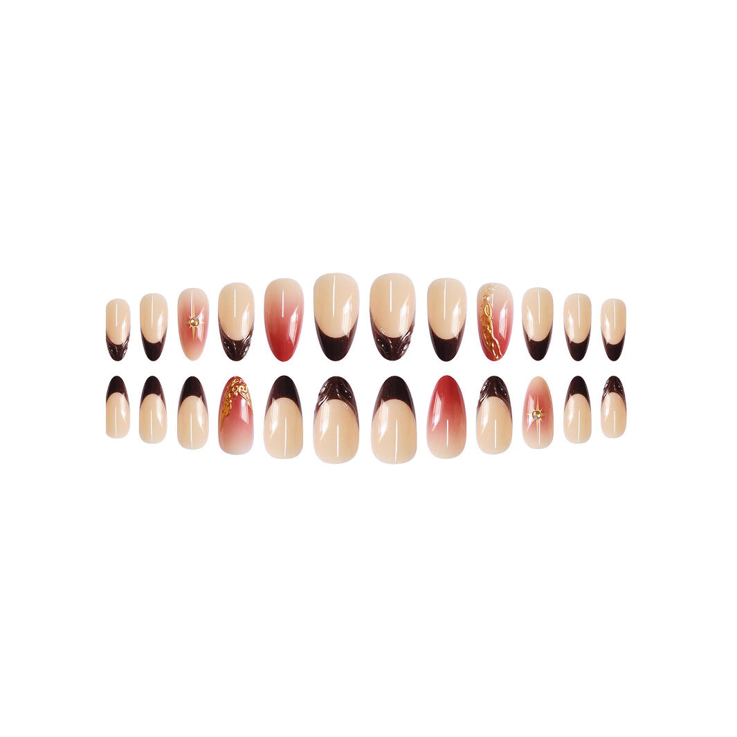 Artistic Almond-Shaped Press-On Nail Art Stornfield
