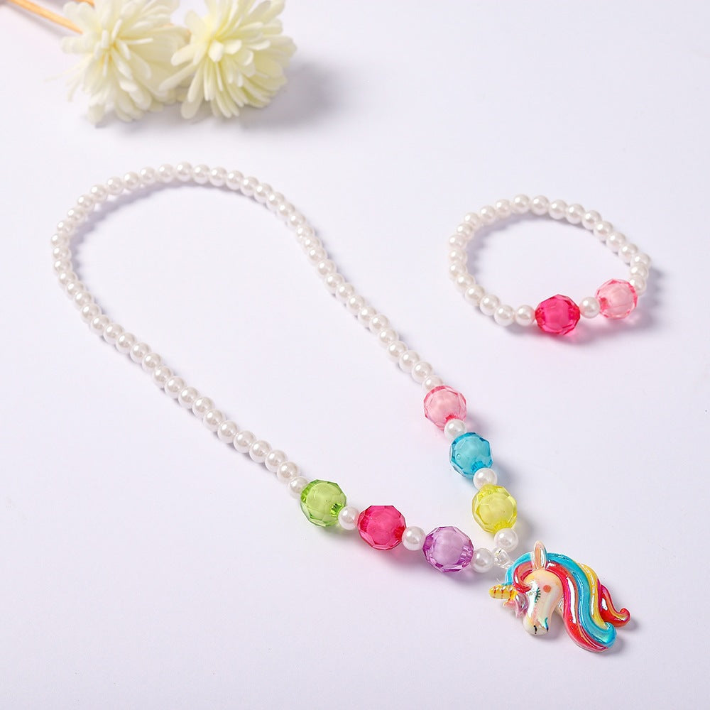 Playful jewelry set with unicorn pendant Stornfield