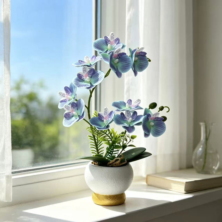 Artificial Orchid Arrangement for Tabletop Home Decor Display