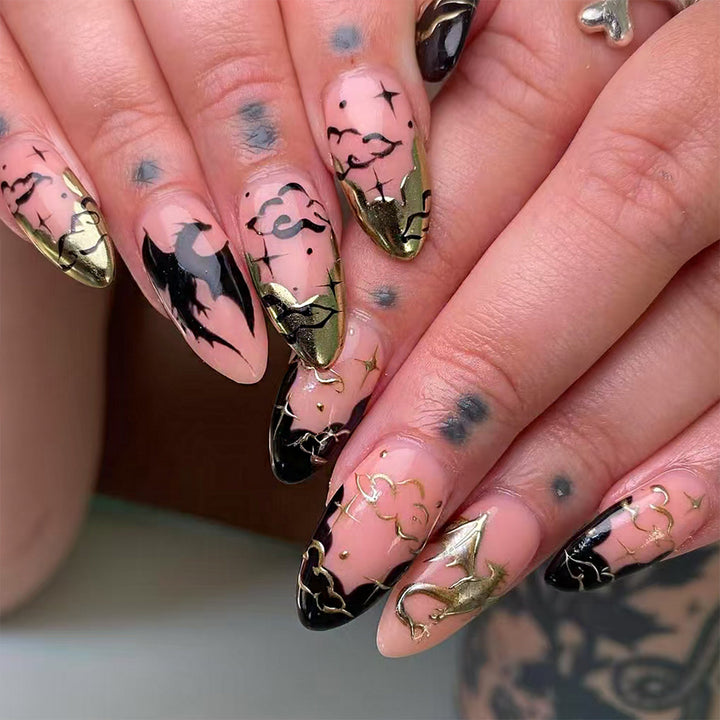 Elegant Artificial Fingernails with Gothic Motifs Stornfield