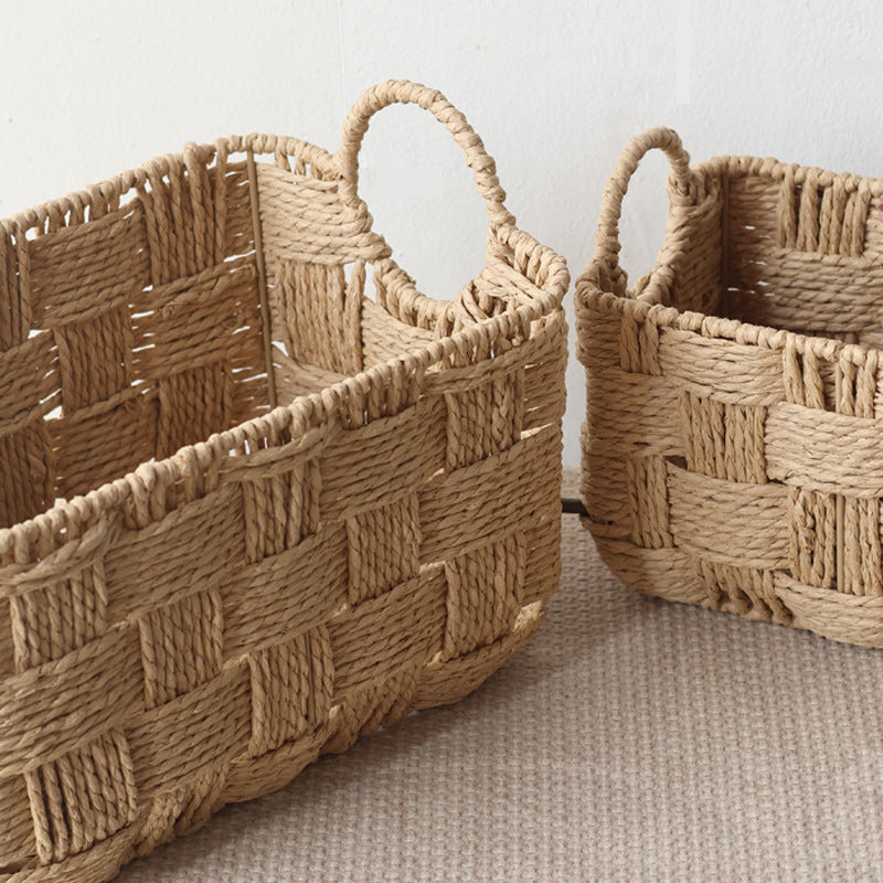 Structured storage basket made of natural material Stornfield