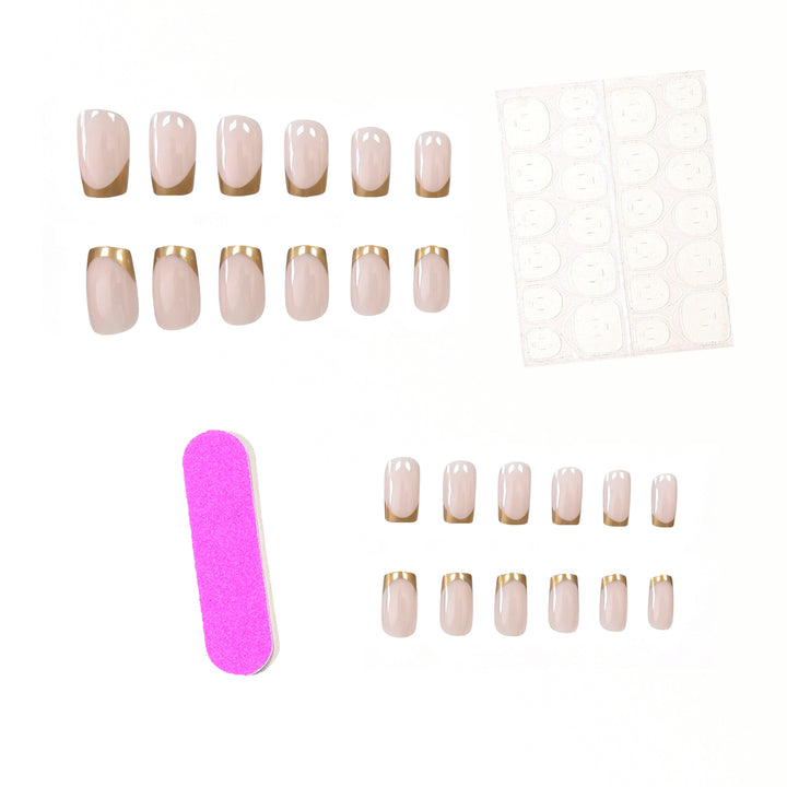 Elegant Gold-Trimmed Acrylic Nail Enhancements Stornfield