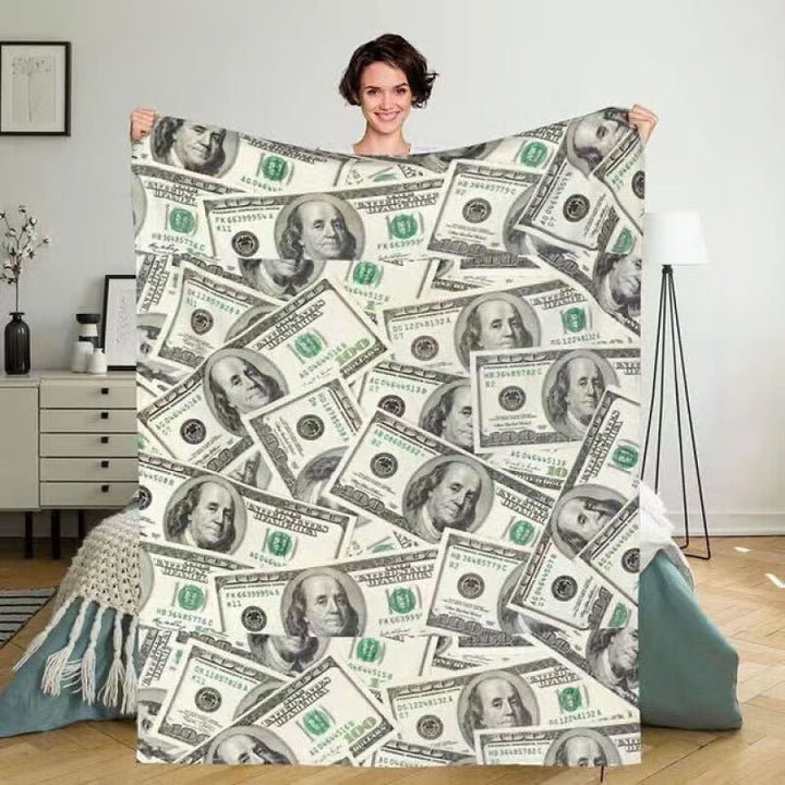 Artistic Money-Themed Throw Blanket