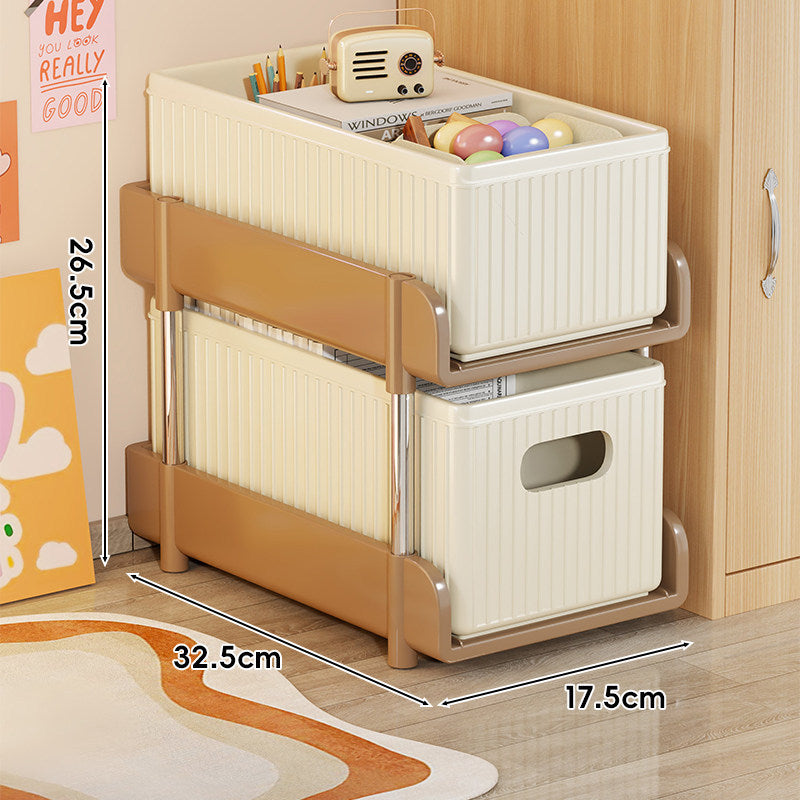 Slim Rolling Multi-Compartment Organizer Cart with Tissue Box Top and Removable Waste Bin