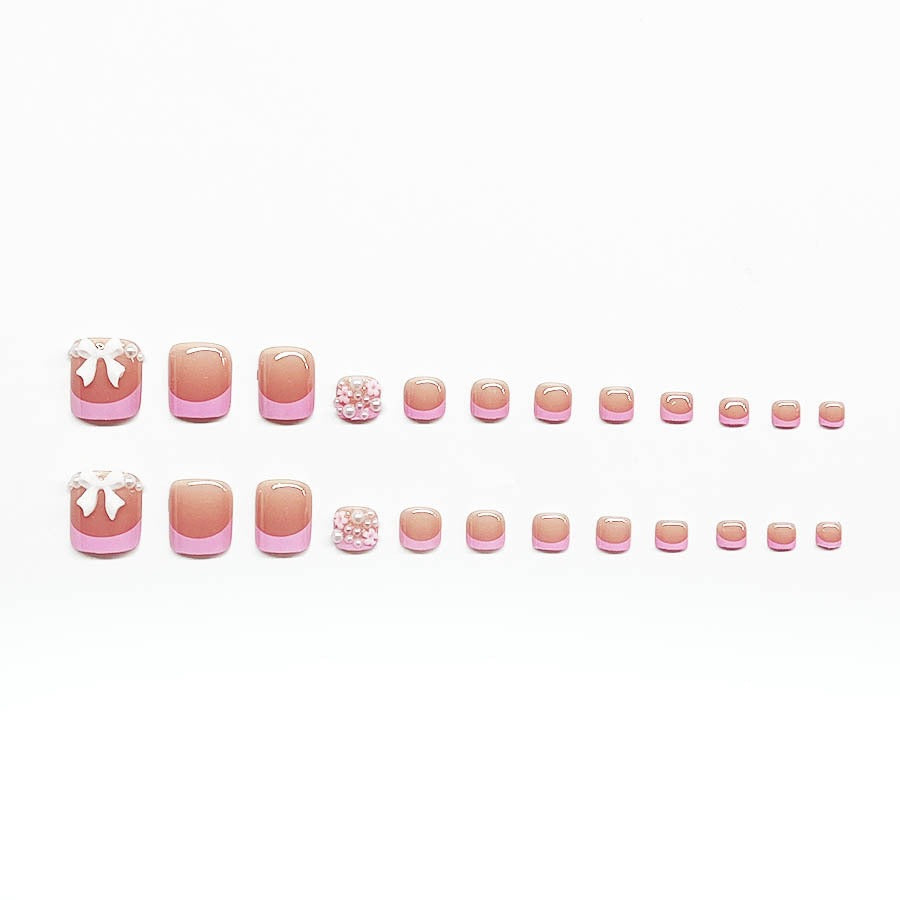 Decorative Press-On Nail Art Set with Floral and Bow Accents Stornfield