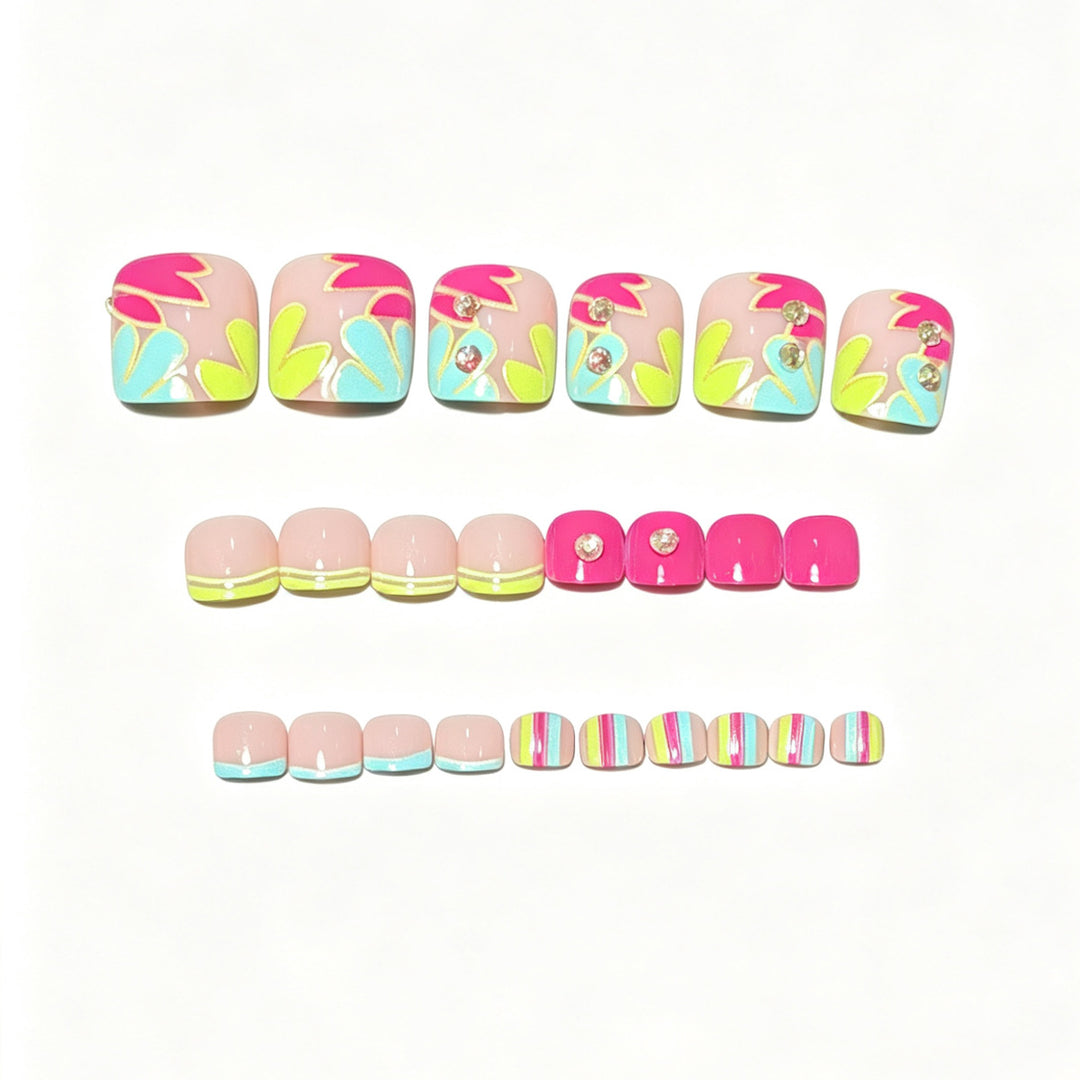 Vibrant Floral Design Press-On Nail Art Stornfield