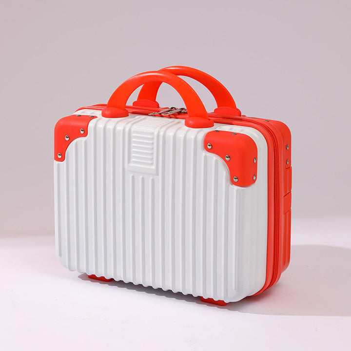 compact hard-shell travel vanity cosmetic and tech organizer with ribbed shell reinforced corners removable padded insert Stornfield
