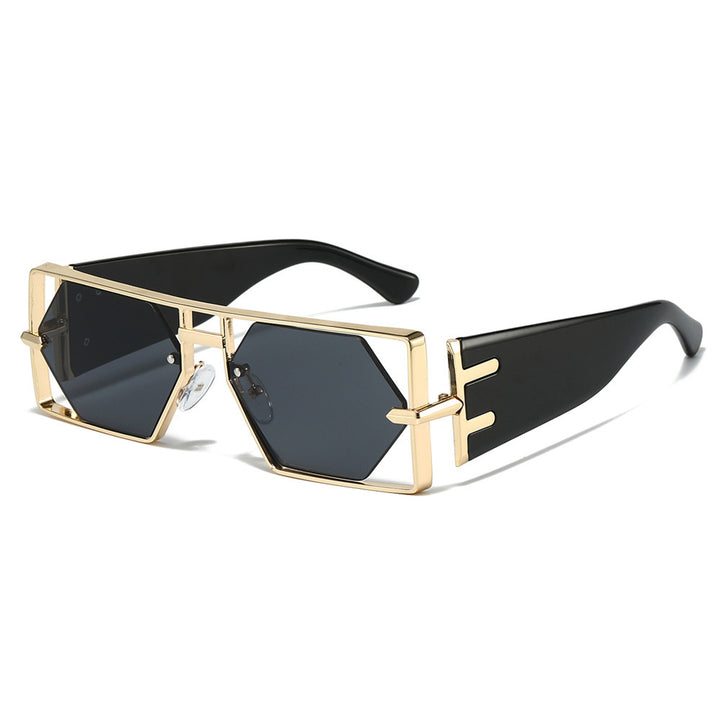 Geometric Shield Sunglasses with Premium Metallic Frame Stornfield